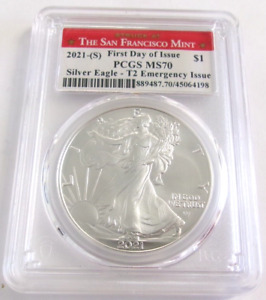 2021 (S) American Silver Eagle PCGS MS70 FDOI Emergency Issue Type 2