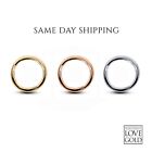 14K Solid Gold Clicker Earring Nose Ring Yellow Rose White Gold 8,10,12,14,16mm