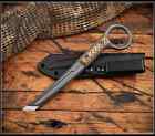 RMJ Tactical Knife Stabby Guy 3V Tungsten Finish Hyena Brown G10 Kydex Sheath