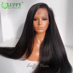 Pre Plucked Indian Human Hair Wig Light Yaki 13*6 Lace Front Wigs With Baby Hair