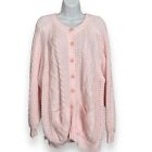 Vintage Sweater Pink Cozy Knit Size XL Women Flaws Pastel Cardigan Pockets Twee