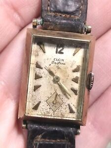 Vintage Elgin De Luxe Men's Wristwatch Gold Filled