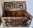 Antique HOLMES & COUTTS FAMOUS ENGLISH BISCUIT  Box Wooden Crate