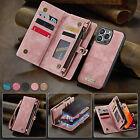 For iPhone 15 14 Pro Max 13 12 11 XR Detachable Magnetic Card Slots Wallet Case