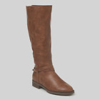 Time and Tru Women's Riding Boots, Brown, Size 10 Wide