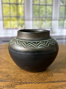 Norse 1903-13 Vintage Art Pottery Geometric Design Bronze Ware Ceramic Vase 44