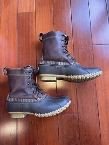 LL Bean Boots Women’s  Size 8 Brown Leather-Rubber Iconic 8 Inch Duck Boots USA