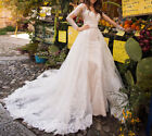 Mermaid Wedding Dress Detachable Train O-neck Full Sleeve Embroidered Lace Gowns