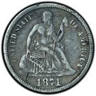1871 Seated Liberty Dime XF Details, Scratched
