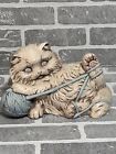 Persian Cat With Ball Yarn Ceramic Painted Hollow No Makers Mark
