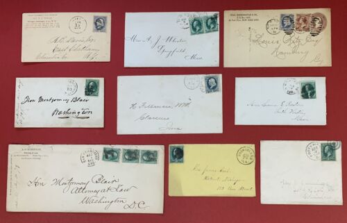 United States, 1874-1885, Lot of 9 Large Bank Note Covers