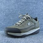 SKECHERS Shape-Ups Men Sneaker Shoes Gray Leather Lace Up Size 10.5 Medium