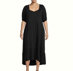 TERRA SKY  SIZE 4X Plus Size Black COTTON Knit Midi Dress NWT 28/30 Plus