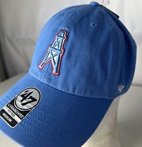 NEW Houston Oilers Hat Cap Retro '47 Brand Fitted Sz M Spellout Logo NFL Legacy