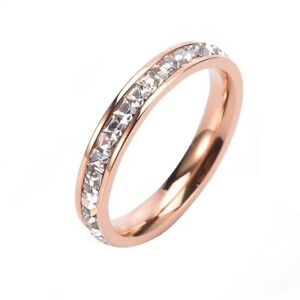 Women Ring Wedding Band Cubic Zirconia Stainless Steel Sparkling Ring Jewelry