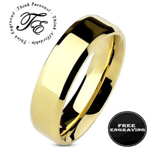 Personalized Engraved Men's Gold Wedding Ring - Handwriting Ring