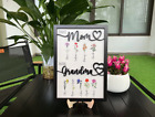 Custom Birth Month Flower Wooden Plaque, First Mom Now Grandma Sign, Home Decor