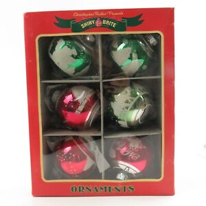 Christopher Radko Shiny Brite Box of Glass Christmas Tree Ornaments Flocked 2012
