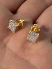 Men's 0.32 CT Round Natural Diamond Stud Small Earrings Solid 14K Yellow Gold