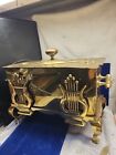 Antique English Brass Decorated Wood Lined Brass Keepsake Humidor Box