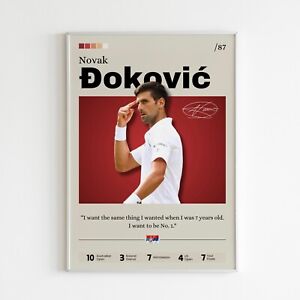 Novak Djokovic poster, Tennis star wall art, Djokovic print fan gift, Home Decor
