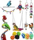 10PCS Bird Swing Chewing Toys Parrot Cimbing Bell Parrot Cage Budgie Cockatiel