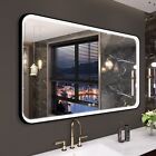 30*48in Matte Black LED Bathroom Mirror Vanity 3 Color Temperature Anti-fog Plug