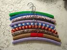 Lot of 10 Vintage Granny Handmade Crochet Knit Wood Hangers CottageCore