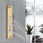 Brushed Gold Shower Panel Tower System Rainfall Massage Body Jets Shower Fixture