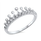 Women's Crown Tiara White CZ Princess Ring .925 Sterling Silver Band Sizes 4-12