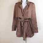 Worth Brown Vintage Classic Belted Trench Coat, Medium