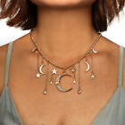 Elegant 925 Silver Moon Star Necklace Pendant Women Cubic Zircon Wedding Jewelry