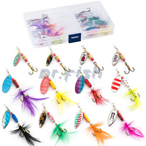 12pcs Rooster Tail Spinner Lures Fishing Spinner Bait Walleye Bass Trout Panfish