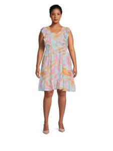 NEW Terra & Sky Women's Plus Size Flutter Sleeve Spring Dress - Size 4X 28W-30W