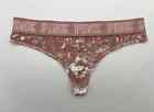 Victoria's Secret Vintage Panties Size Medium M 2016 PINK Solid Beige Logo Thong