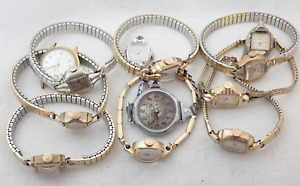 LOT OF 12 VINTAGE WOMENS SWISS GOLD FILLED WRISTWATCH WATCHES PARTS REPAIR