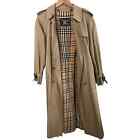 Burberry W Sz L Beige Trench Coat Long Wool Red Liner Removable