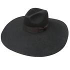 Black Wool Felt Soft Extra Wide Large Brim Floppy Fedora Hat for Women 16cm