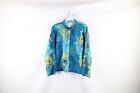 Vintage 90s Streetwear Womens Large Abstract Flower Silk Button Shirt Jacket
