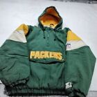 Green Bay Packers Jacket w Hoodie Mens Size M Green Pro Line Starter NFL
