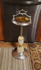 VINTAGE Mid Century Akroagate Glass Pedestal Smoking Stand And Ashtray
