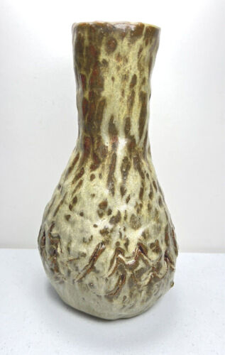 New ListingVintage Studio Art Pottery Vase Vessel SIGNED Fat Lava Texture Thick Pumice MCM