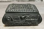 Vintage Aztec Mayan Carved Black Stone Box 2.5
