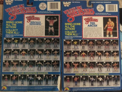 LJN bio cards backing for two WWF Hercules, Ted Arcidi pro wrestling figures