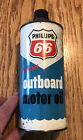 Vintage Phillips 66 Outboard Motor Oil Can 1 Quart Cone Top