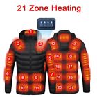 Men 21 Areas Heated Jacket USB Electric Heating Vest Winter Outdoor Warm Coat