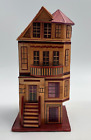 VTG Balsa Wood Inlay Straw Trinket Jewelry Box House Intricate Miniature