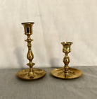 Vintage Pair of Brass Candlestick Holders with Drip Tray