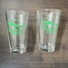 Set of 2 Dogfish Head Shark IPA Craft Beer Pint Glasses Green