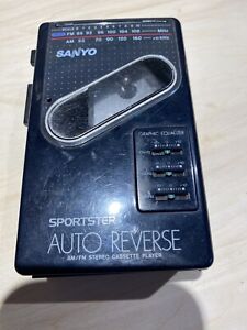 New ListingVintage Sanyo Sportster~MGR87~black AM FM portable cassette player~radio works